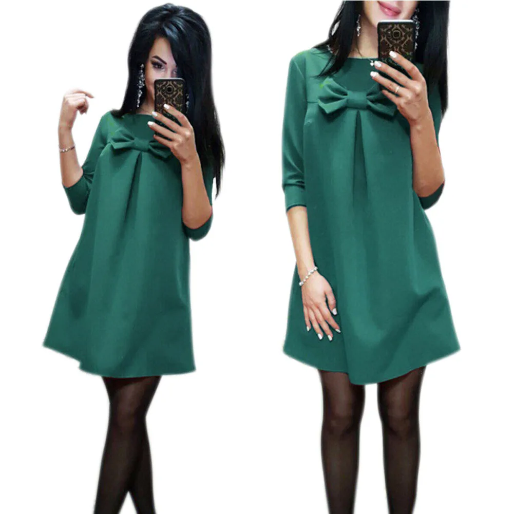 Women Cute Bowknot Loose Straight Dress Solid Color Half Sleeve Autumn Dresses JL
Women Cute Bowknot Loose Straight Dress Solid Color Half Sleeve Autumn Dresses JL