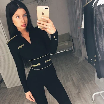 New Fashion Popular Black Bandage Jumpsuit Women Casual Outfit Jumpsuit Shopping Party Club Sexy Girl Clothing Apparel Wholesale
New Fashion Popular Black Bandage Jumpsuit Women Casual Outfit Jumpsuit Shopping Party Club Sexy Girl Clothing Apparel Wholesale