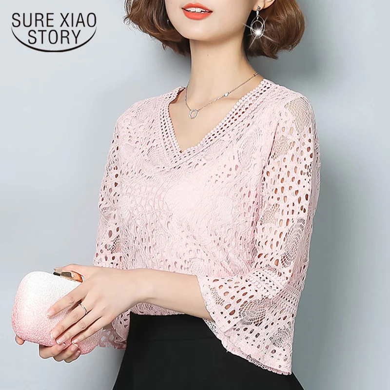 2018 new spring solid hollow out Plus Size women tops Lace Blouse lace shirt lotus leaf sleeves V neck sexy blusas 672C 30
2018 new spring solid hollow out Plus Size women tops Lace Blouse lace shirt lotus leaf sleeves V neck sexy blusas 672C 30