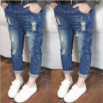 Фото 2017 spring autumn kids jeans pant girl hole denim trousers cool design | Мать и ребенок