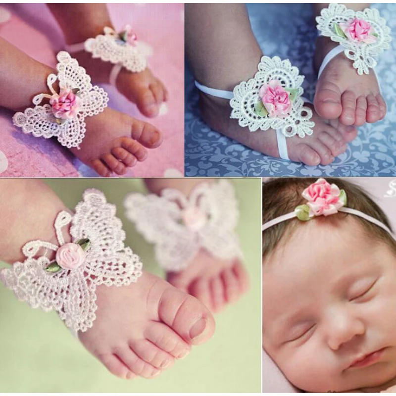 baby barefoot sandals and headband
