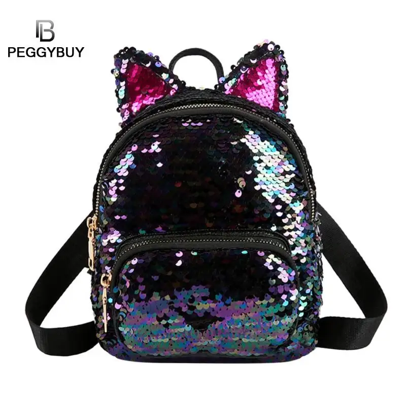 Women Grisl Sequins Backpack Teenage Children Cute Casual Cat Ear School Bag Preppy Style Small Knapsack Rucksack
Women Grisl Sequins Backpack Teenage Children Cute Casual Cat Ear School Bag Preppy Style Small Knapsack Rucksack