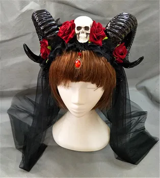 Halloween purim carnival cosplay queen wizard devil sheep corner bone lace headband headdress Lolita gothic horror headband prop
Halloween purim carnival cosplay queen wizard devil sheep corner bone lace headband headdress Lolita gothic horror headband prop