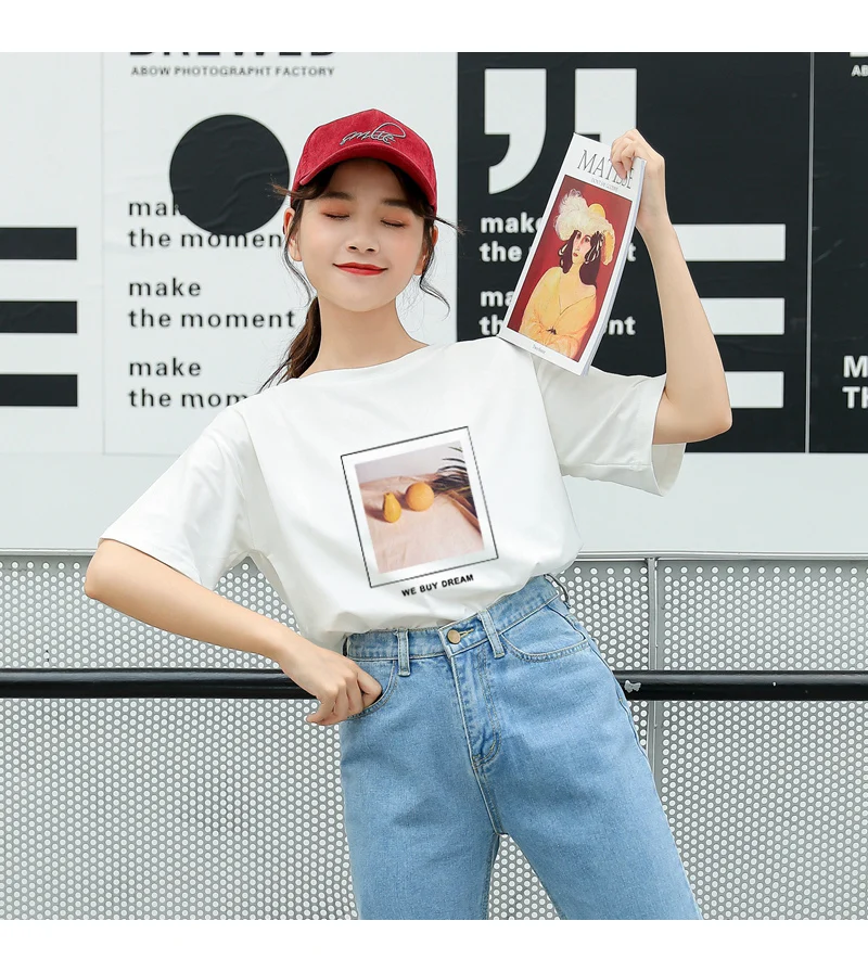 Summer New Harajuku Short Sleeve Funny Printed T Shirt Women O-neck Cotton Tops Tee Shirt Femme Streetwear Casual Korean Clothes (3)