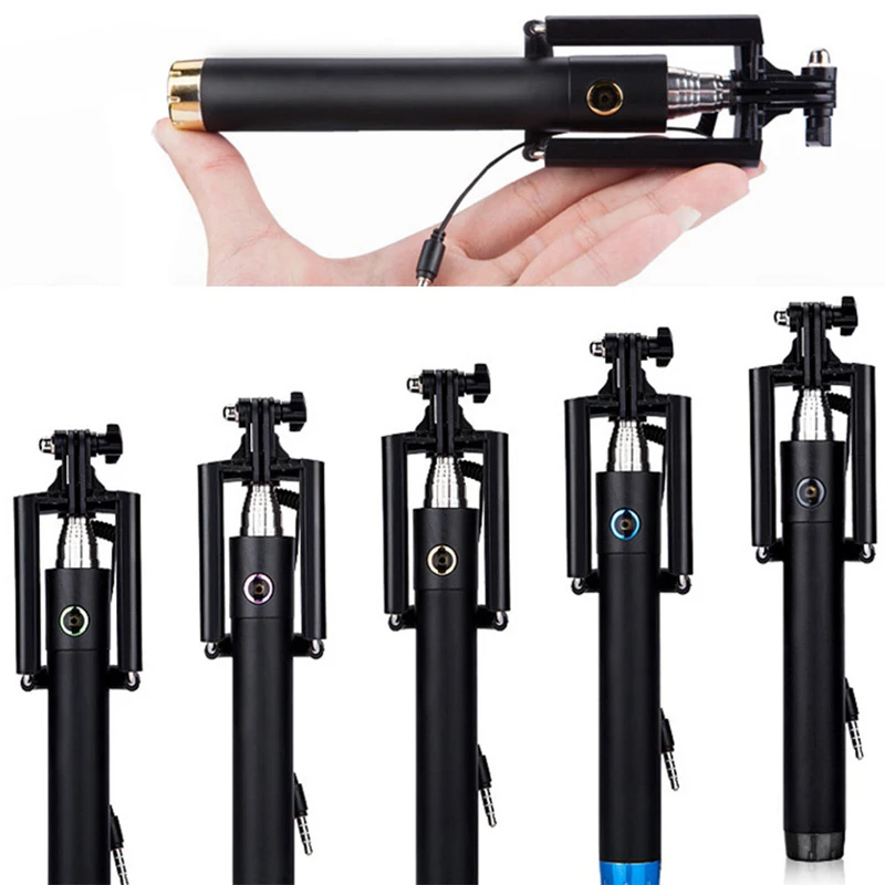 Big Sale Universal Luxury mini Handheld Extendable Wired Selfie Stick Monopod for iphone Samsung Android/IOS Phones palo selfie