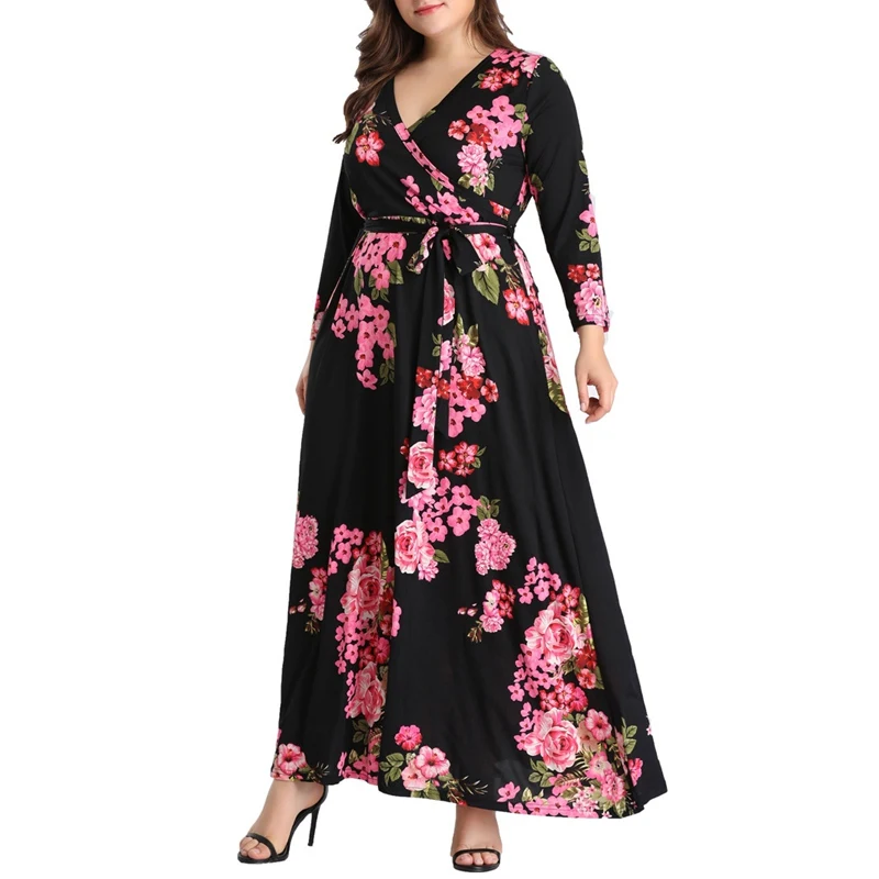 Summer new large size 3XL-6XL long women's sexy deep V-neck print long-sleeved high waist tie waist dress
Summer new large size 3XL-6XL long women's sexy deep V-neck print long-sleeved high waist tie waist dress