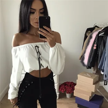2019 Sexy off shoulder chiffon shirt Soft long sleeve lace up Autumn tops Elegant glossy black women tops blusas
2019 Sexy off shoulder chiffon shirt Soft long sleeve lace up Autumn tops Elegant glossy black women tops blusas