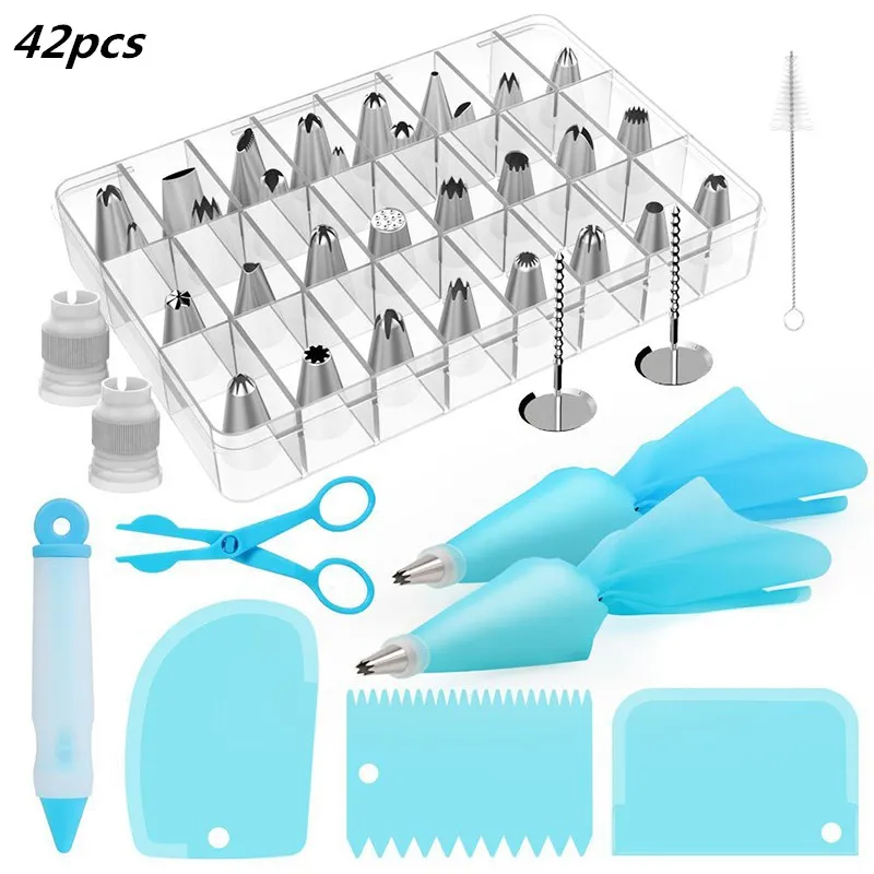 

Hoomall 42pcs Cake Decorating Supplies Tips Kits Baking cupcake Icing Tips Pastry Bags Smoothers Flower Nails Coupler