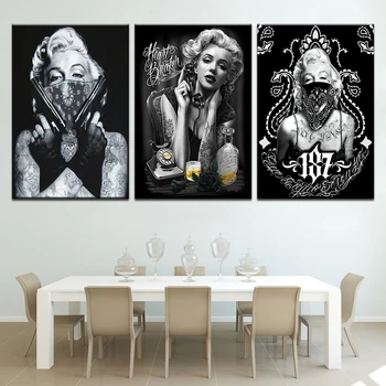 Tattoo Marilyn Monroe Art Prints Black White Pop Art Poster 3 panel modern Modular poster wall stickers home decoration
Tattoo Marilyn Monroe Art Prints Black White Pop Art Poster 3 panel modern Modular poster wall stickers home decoration