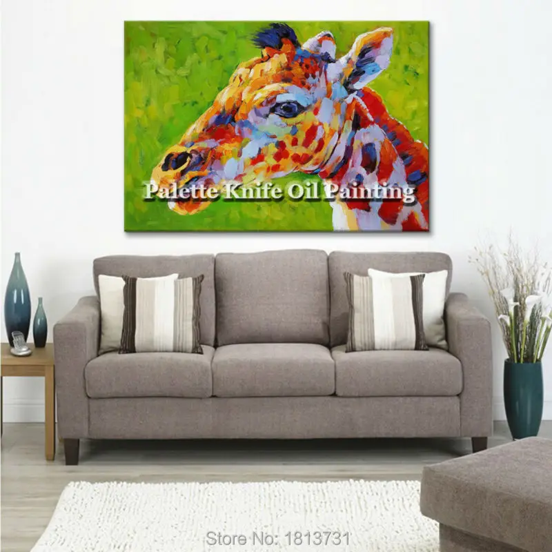 Modern hand-painted oil painting the living room decoration hangs a picture of a giraffe
Modern hand-painted oil painting the living room decoration hangs a picture of a giraffe