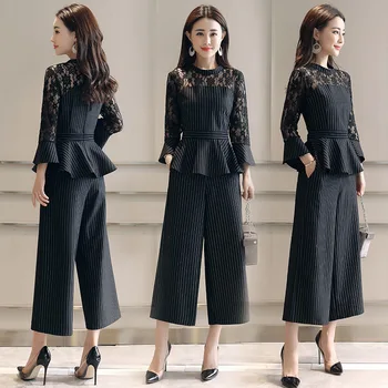 Large Size Lace Patchwork Striped Two Piece Set Top And Pants Fashion Thin Ensemble Femme Survetement Office Lady Women's Suit
Large Size Lace Patchwork Striped Two Piece Set Top And Pants Fashion Thin Ensemble Femme Survetement Office Lady Women's Suit