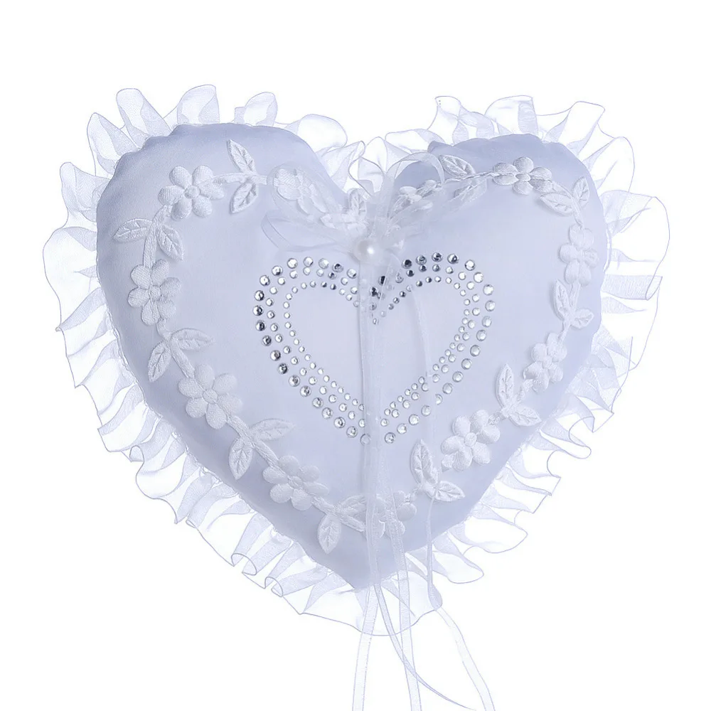 2 Pcs Rhinestone Heart-shaped Bowknot Bride Flower Girl Ring Pillow Lace Wedding Decoration Product Supplies
2 Pcs Rhinestone Heart-shaped Bowknot Bride Flower Girl Ring Pillow Lace Wedding Decoration Product Supplies
