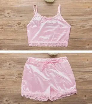 Patchwork Lace Crochet Bow Sexy V-Neck Satin Silk Spaghetti Strap Crop top Camisole Drawstring Short 2 Piece Plus Size Sleepwear
Patchwork Lace Crochet Bow Sexy V-Neck Satin Silk Spaghetti Strap Crop top Camisole Drawstring Short 2 Piece Plus Size Sleepwear