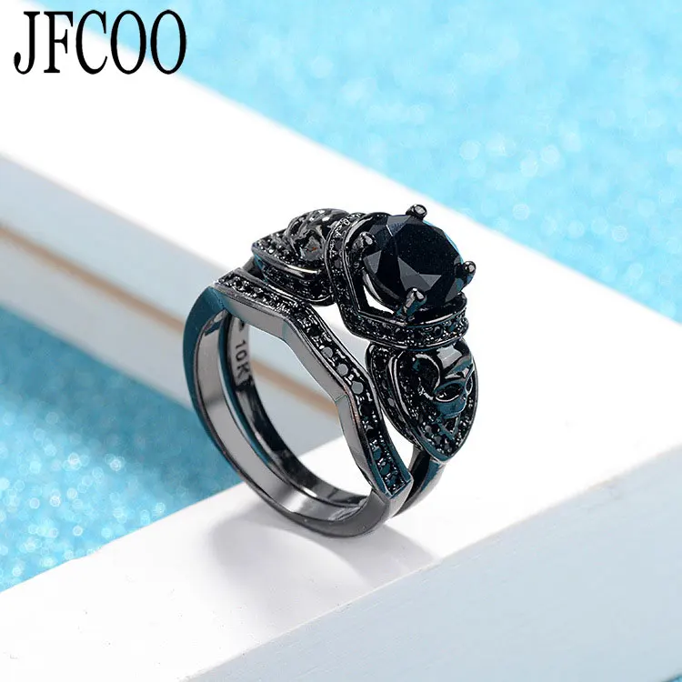 JFCOO Punk style Black Gold Color Skull Ring Sets Charm Men women Rings round Zircon fashion Jewelry Dropshipping
JFCOO Punk style Black Gold Color Skull Ring Sets Charm Men women Rings round Zircon fashion Jewelry Dropshipping