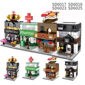 Mini City Street Pharmacy Shop Cosmetics Bags Ornament Store Sushi Restaurant Building Blocks Assembled Toys Brick Kids Gift
Mini City Street Pharmacy Shop Cosmetics Bags Ornament Store Sushi Restaurant Building Blocks Assembled Toys Brick Kids Gift