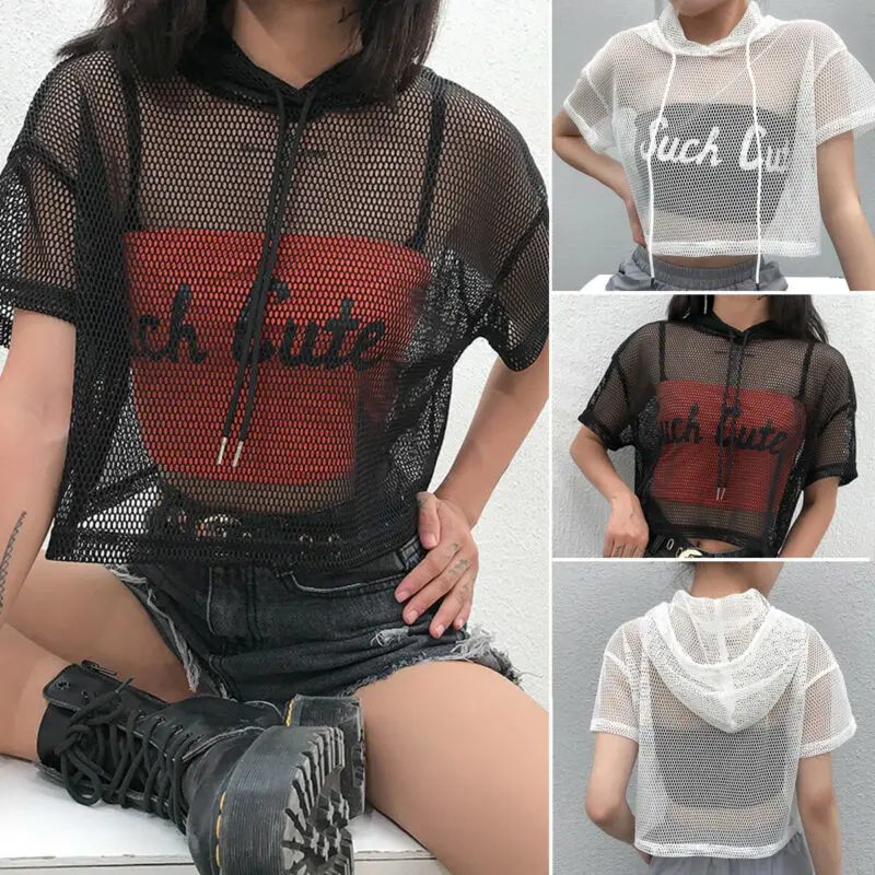 2019 New Womens Hollow Mesh Net Short Sleeve Sexy Solid Hooded Tops Transparent Blouse Clubwear Hoodies Tees Tops
2019 New Womens Hollow Mesh Net Short Sleeve Sexy Solid Hooded Tops Transparent Blouse Clubwear Hoodies Tees Tops