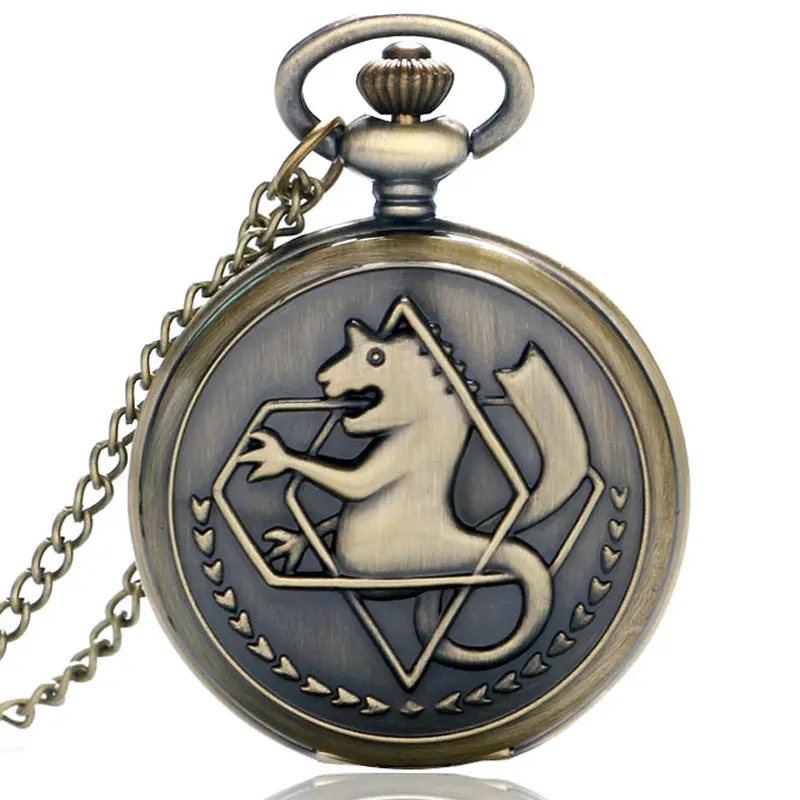 2020 серебряные/бронзовые часы Fullmetal Alchemist Pocket косплей Edward Elric Аниме Дизайн Мальчики