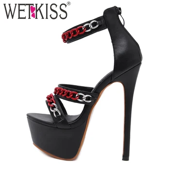 WETKISS Stiletto Heels Sandals Women Footwear Metal Decoration Party Shoes Female Pu Platform Ankle Strap Shoes Woman Summer
WETKISS Stiletto Heels Sandals Women Footwear Metal Decoration Party Shoes Female Pu Platform Ankle Strap Shoes Woman Summer