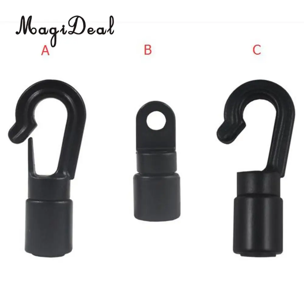 MagiDeal Hot Universal 6Pcs/Lot Black B Shape Bungee Hooks Cord Snaps Accessory for Kayak Canoe Rowing Boat Dinghy Water Sport