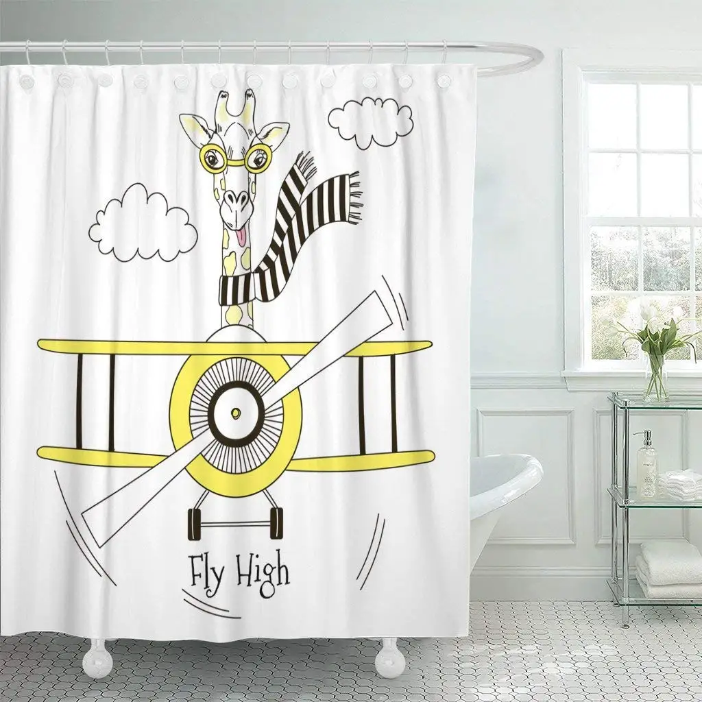 Shower Curtain with Hooks Baby Giraffe Pilot Flying Plane Kid Graphic Airplane Doodle Drawing Scarf Sky Wall Bathroom Decor
Shower Curtain with Hooks Baby Giraffe Pilot Flying Plane Kid Graphic Airplane Doodle Drawing Scarf Sky Wall Bathroom Decor