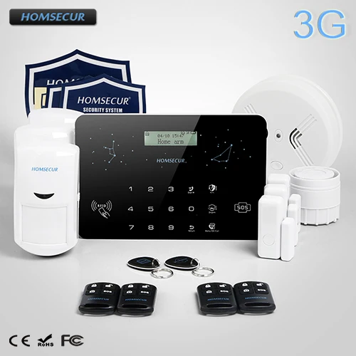 

HOMSECUR Wireless&Wired LCD 3G/2G RFID SMS Autodial Home Alarm System LC03-3G
