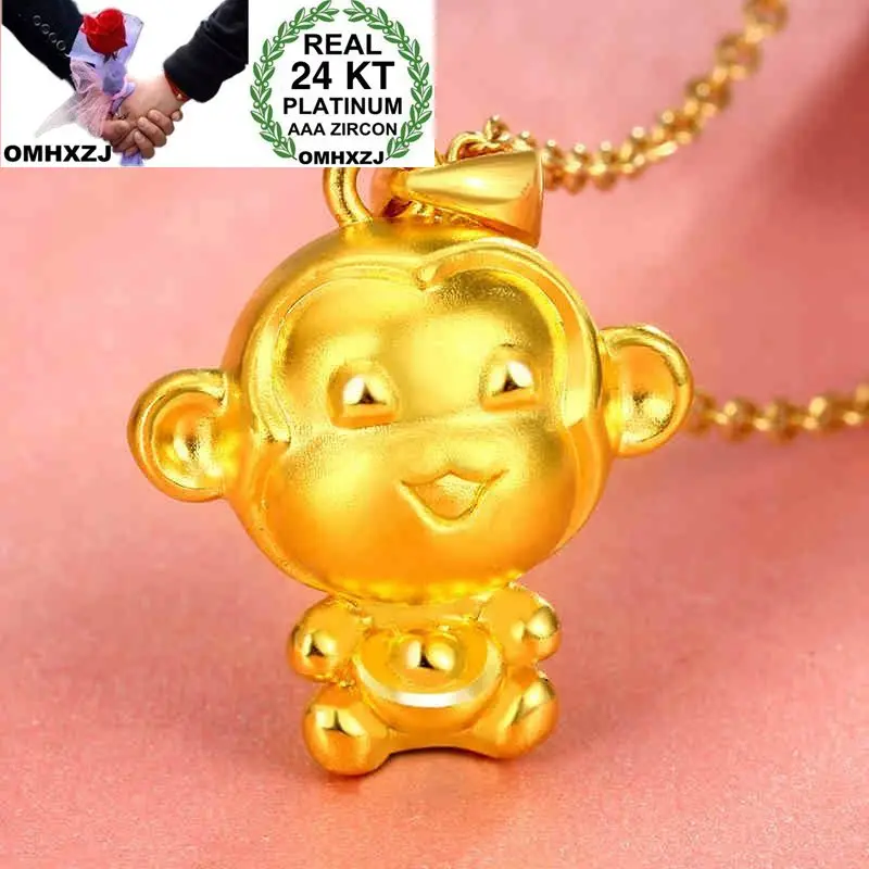 Фото OMHXZJ Wholesale European Fashion Woman Man Party Wedding Gift Monkey 24KT Yellow Gold Necklace Pendant Charm CA274 | Украшения и