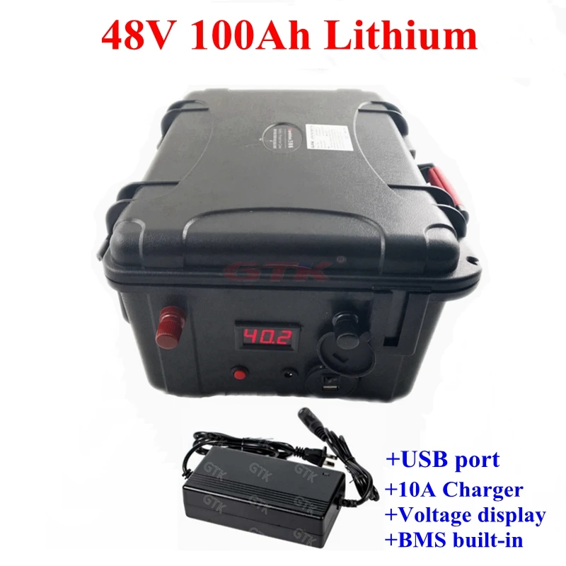 Waterproof IP67 48V 100AH lithium ion battery BMS 150A for 7000w electric boat scooter Tricycle Cleaning car RV EV+10A Charger
Waterproof IP67 48V 100AH lithium ion battery BMS 150A for 7000w electric boat scooter Tricycle Cleaning car RV EV+10A Charger