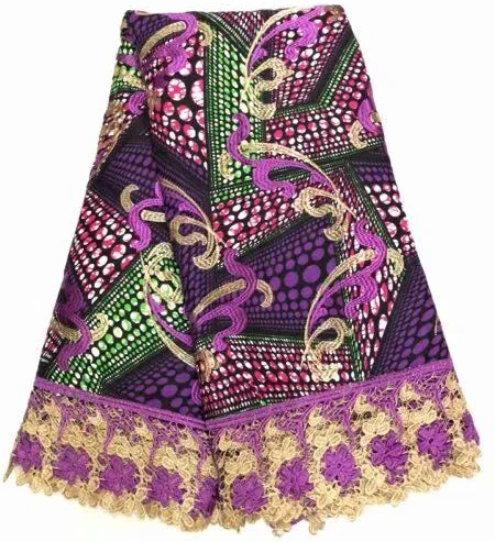 2019 Latest Purple veritable African embroidery Wax Lace Africa wax fabrics matching french tulle lace fabric with Water soluble
2019 Latest Purple veritable African embroidery Wax Lace Africa wax fabrics matching french tulle lace fabric with Water soluble
