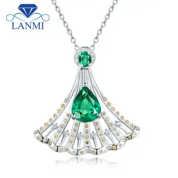 Genuine Gemstone Jewelry Solid 14K White Gold White Yellow Diamond Pear Shape Emerald Pendant for Women Promised Loving Gift
Genuine Gemstone Jewelry Solid 14K White Gold White Yellow Diamond Pear Shape Emerald Pendant for Women Promised Loving Gift