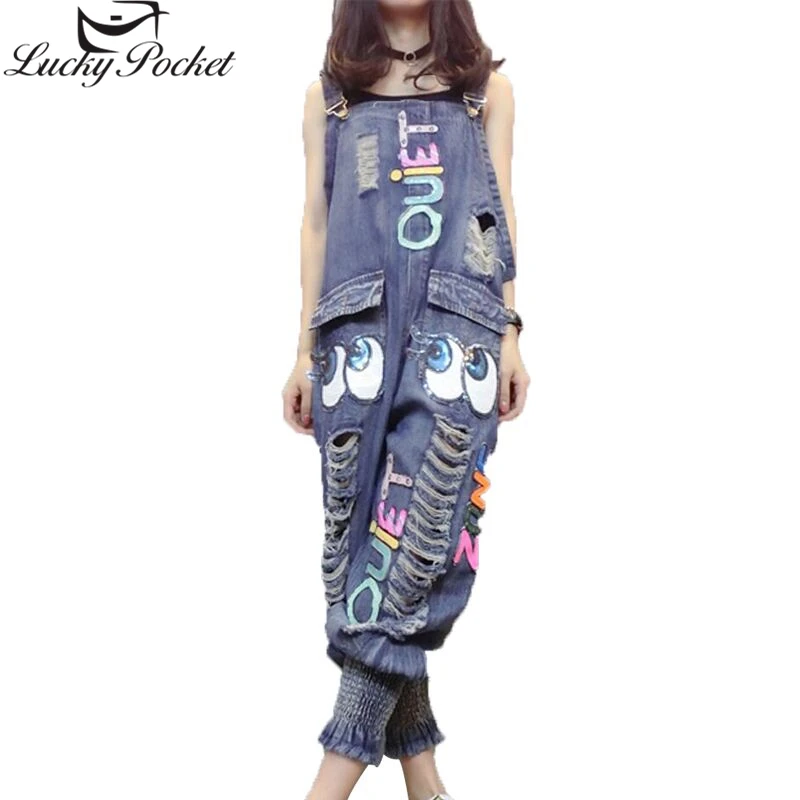 Women Summer New Sleeveless Vest Denim Jumpsuits Ladies Fashion Letter Sequins Hole Rompers Loose Plus Size Playsuits Z548
Women Summer New Sleeveless Vest Denim Jumpsuits Ladies Fashion Letter Sequins Hole Rompers Loose Plus Size Playsuits Z548