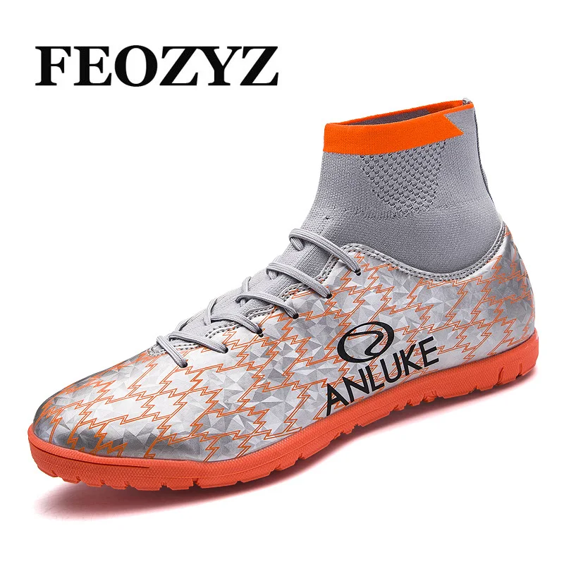 Image FEOZYZ New 2017 High Ankle Football Boots For Men Indoor Turf Soccer Shoes Hard Court Soccer Cleats Superfly Chuteira Futebol