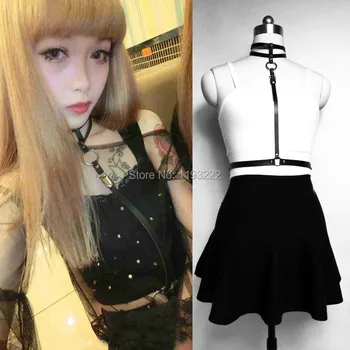 Handmade Sexy Harajuku Real Leather Women Harness, Double Rows Collar Choker Attach to Wasit Belt Straps
Handmade Sexy Harajuku Real Leather Women Harness, Double Rows Collar Choker Attach to Wasit Belt Straps