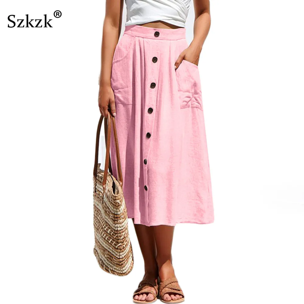 Szkzk Midi Skirts Women Clothes 2019 Spring Summer Casual High Waist Button Pocket Skirt Yellow Blue Green Loose Skirts Female
Szkzk Midi Skirts Women Clothes 2019 Spring Summer Casual High Waist Button Pocket Skirt Yellow Blue Green Loose Skirts Female