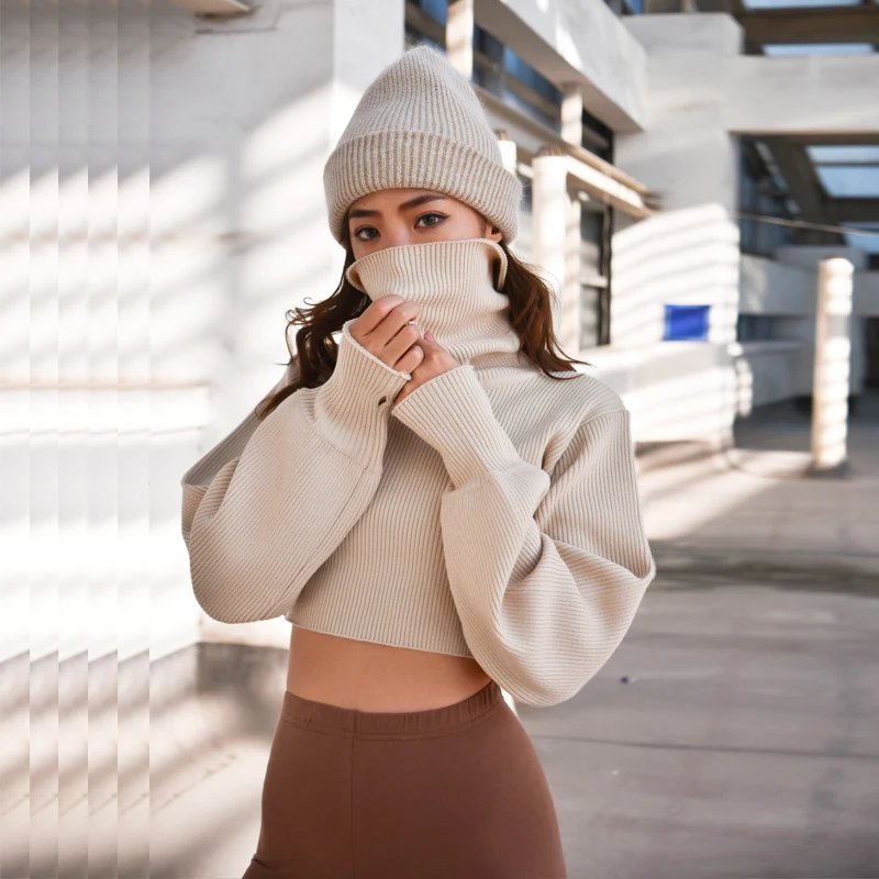 women 2019 New Pullover Turtleneck Crop Sweater beige red long sleeve knitted Short sweaters
women 2019 New Pullover Turtleneck Crop Sweater beige red long sleeve knitted Short sweaters