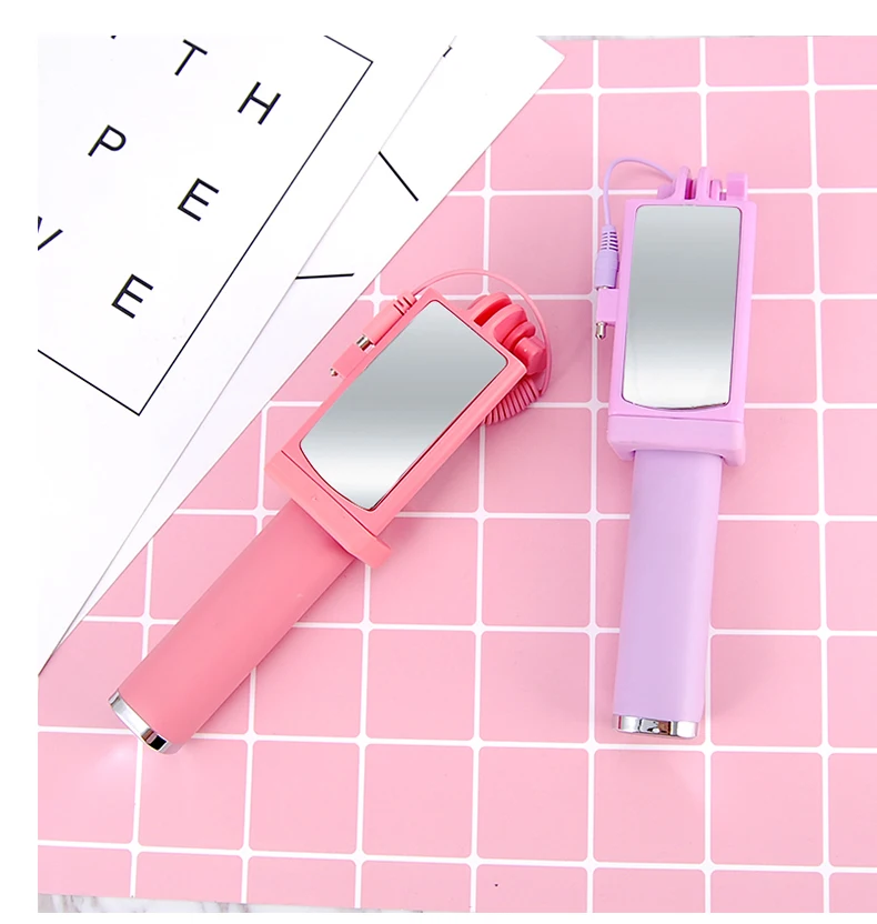 HOTR Mirror Selfie Stick Monopod Premium Quality Wired Selfie Stick Extendable for iPhone 6 Plus 5 5s 4s For Samsung S8 plus s7