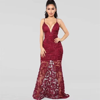 New Arrival Women Wine Red Lace Dress High Quality Fashion Spaghetti Strap Bodyocn Maxi Evening Party Dress Vestidos Wholesale
New Arrival Women Wine Red Lace Dress High Quality Fashion Spaghetti Strap Bodyocn Maxi Evening Party Dress Vestidos Wholesale