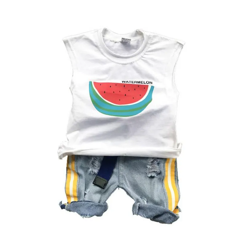 DFXD Baby Boy Clothing Set 2018 Summer Fashion Sleeveless Cartoon Watermelon Print Vest Shirt+Jeans Pants 2pc Kids Set 2-8Y
DFXD Baby Boy Clothing Set 2018 Summer Fashion Sleeveless Cartoon Watermelon Print Vest Shirt+Jeans Pants 2pc Kids Set 2-8Y