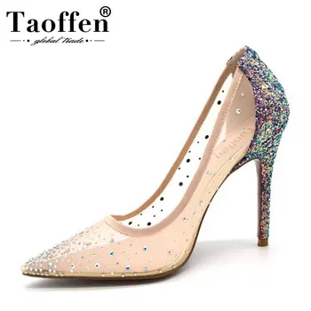 TAOFFEN Women High Heel Pumps Slip On Pointed Toe Crystal Transparent Thin Heel Ladies Shoes Sexy Wedding Footwear Size 34-43
TAOFFEN Women High Heel Pumps Slip On Pointed Toe Crystal Transparent Thin Heel Ladies Shoes Sexy Wedding Footwear Size 34-43