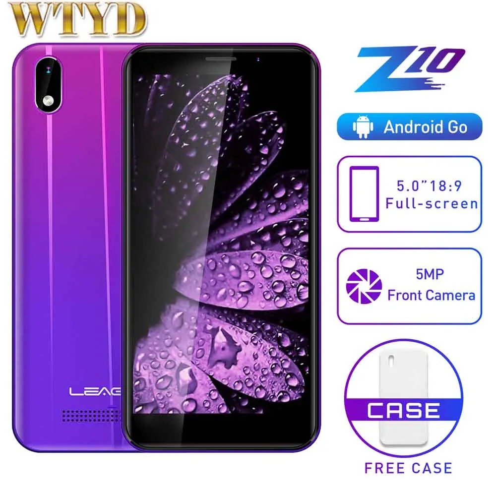 LEAGOO Z10 смартфон с 5 дюймовым дисплеем четырёхъядерным процессором MT6580M ОЗУ 1 ГБ ПЗУ