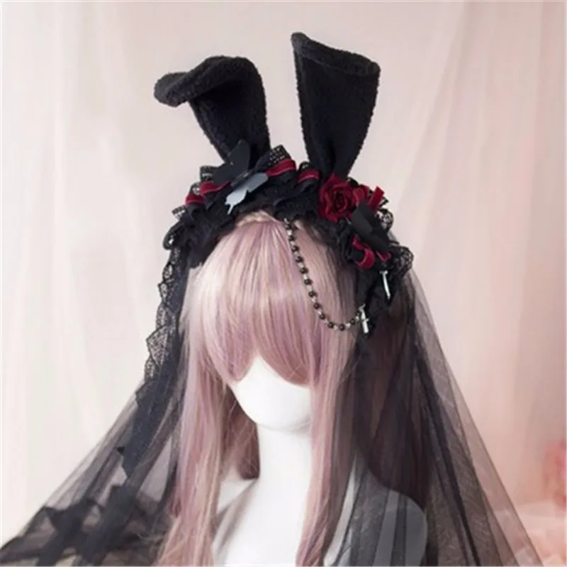 Princess Sweet Lolita Rose Hair Rabbit Ear Headband Japanese Harajuku Headwear Gothic Lace Yarn Hair Cosplay Accessory
Princess Sweet Lolita Rose Hair Rabbit Ear Headband Japanese Harajuku Headwear Gothic Lace Yarn Hair Cosplay Accessory