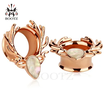 new KUBOOZ jewelry ear plugs deer logo ear tunnel shell drop stainless steel rose gold ear piercing pair selling
new KUBOOZ jewelry ear plugs deer logo ear tunnel shell drop stainless steel rose gold ear piercing pair selling