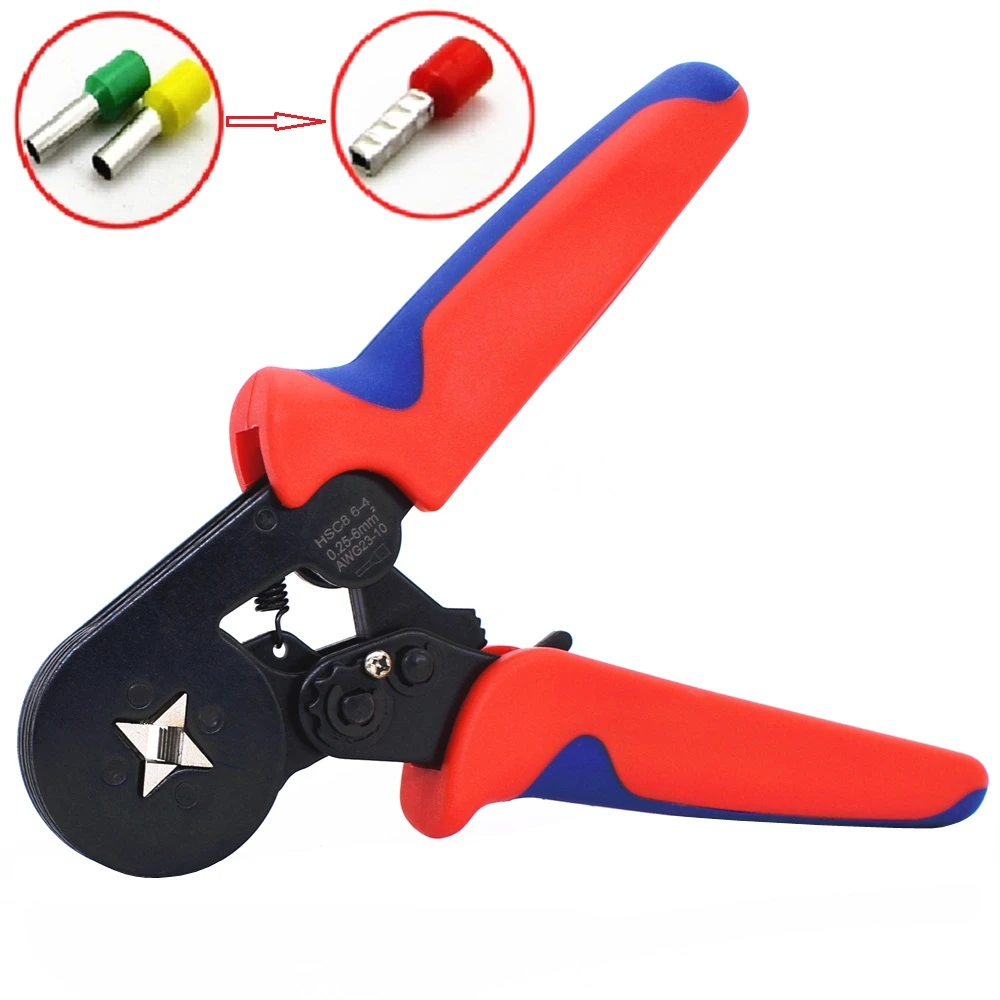 Self-Adjustable Crimping Pliers 0.25-6mm2 AWG 23-10 Four-mandrel Wire Cable End Sleeves Ferrules Hand Tools for Electrician
Self-Adjustable Crimping Pliers 0.25-6mm2 AWG 23-10 Four-mandrel Wire Cable End Sleeves Ferrules Hand Tools for Electrician