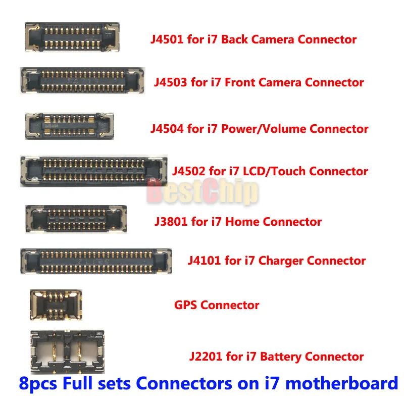 BestChip 2sets/lot=16pcs for iPhone 7 4.7' LCD/touch camera power volume home button charger battery FPC GPS connector on board
BestChip 2sets/lot=16pcs for iPhone 7 4.7' LCD/touch camera power volume home button charger battery FPC GPS connector on board