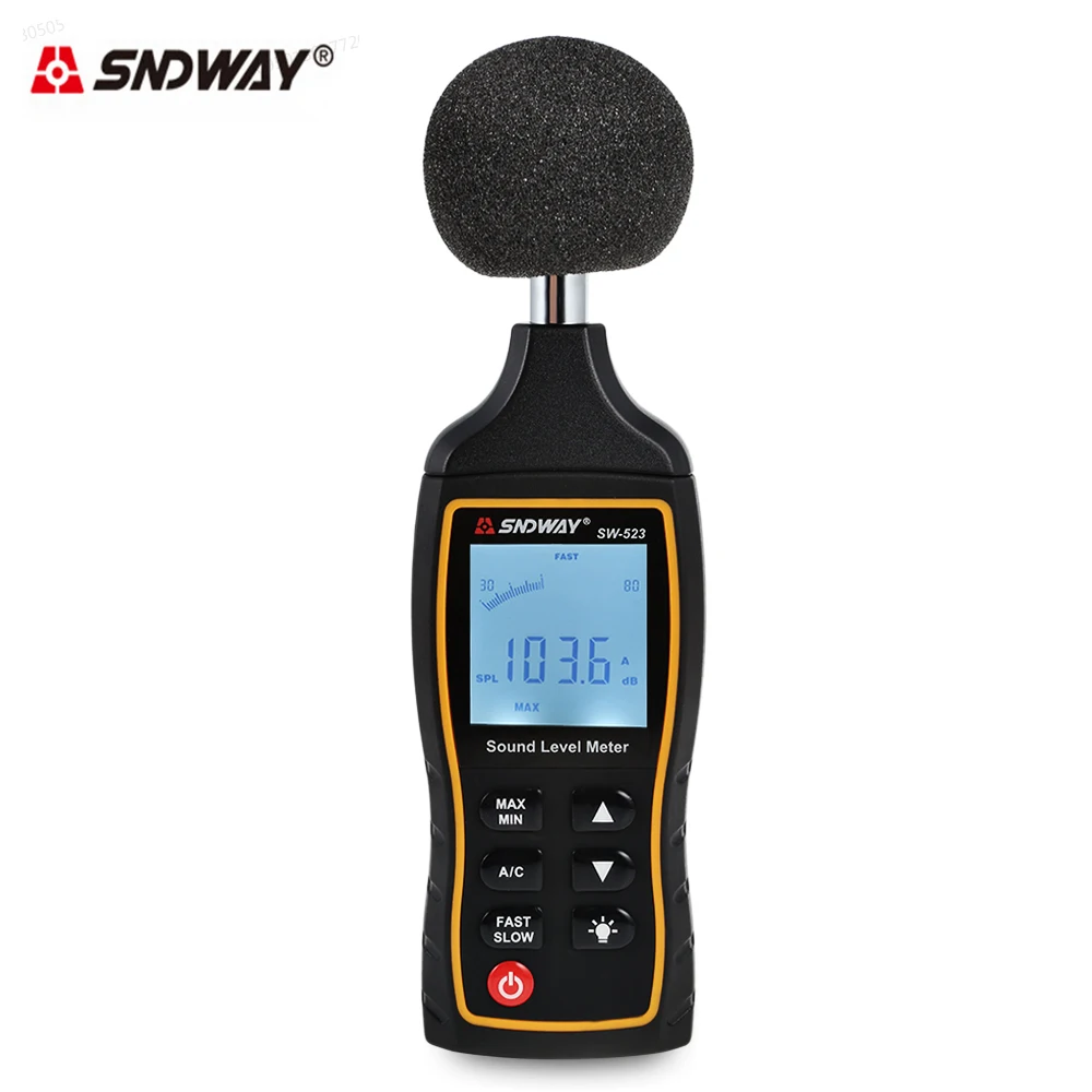 

SNDWAY SW - 523 Digital Sound Level Describe Meter 30-130dB Noise Measurement Reader Range LCD Display Accuracy Backlight