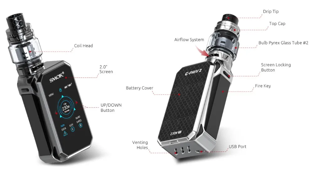 Electronic Cigarette Vape SMOK G-PRIV 2 Luxe Edition Kit 230W Touch Screen Mod TFV12 Prince Atomizer 8ML Tank VS MAG KIT