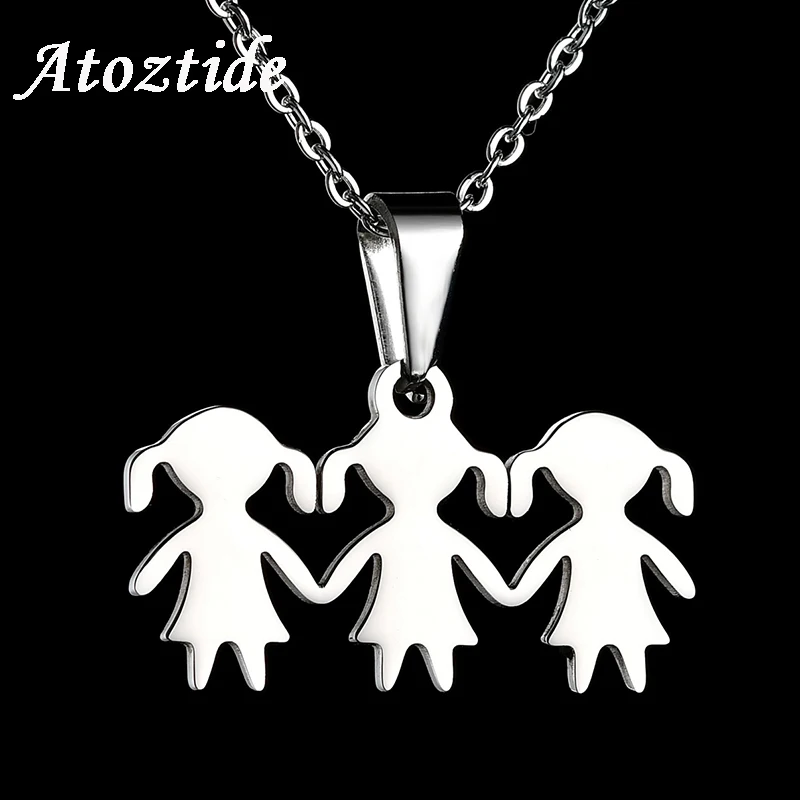 Atoztide Lovely Stainless Steel Cartoon Girls Family Necklace For Women Gold Color 3 Daughters Figure Chain Necklace
Atoztide Lovely Stainless Steel Cartoon Girls Family Necklace For Women Gold Color 3 Daughters Figure Chain Necklace