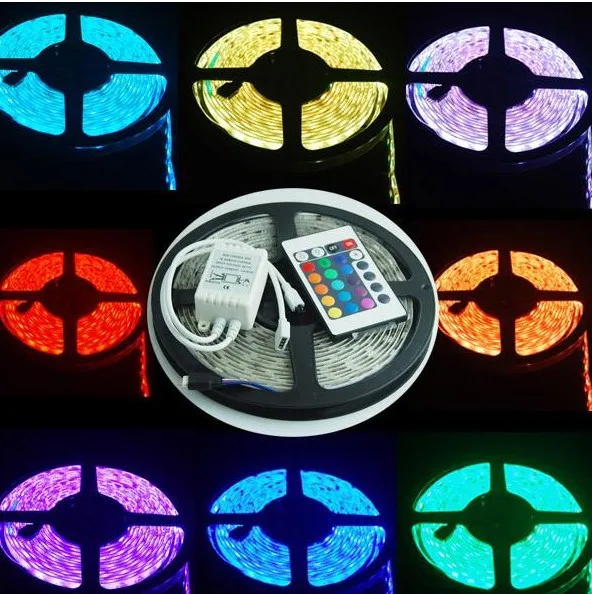 Waterproof IP 65 5M 12V 60Led/M 300LEDs RGB 5050 LED strip set include 24 keys IR Remote controller Good quality
Waterproof IP 65 5M 12V 60Led/M 300LEDs RGB 5050 LED strip set include 24 keys IR Remote controller Good quality