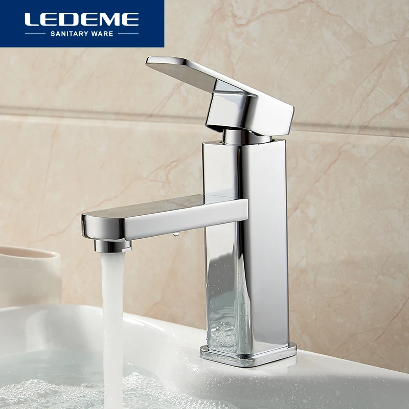LEDEME Смеситель для умывальника с гайкой латунь Цвет: хром L1033|basin faucet|waterfall faucettap mixer