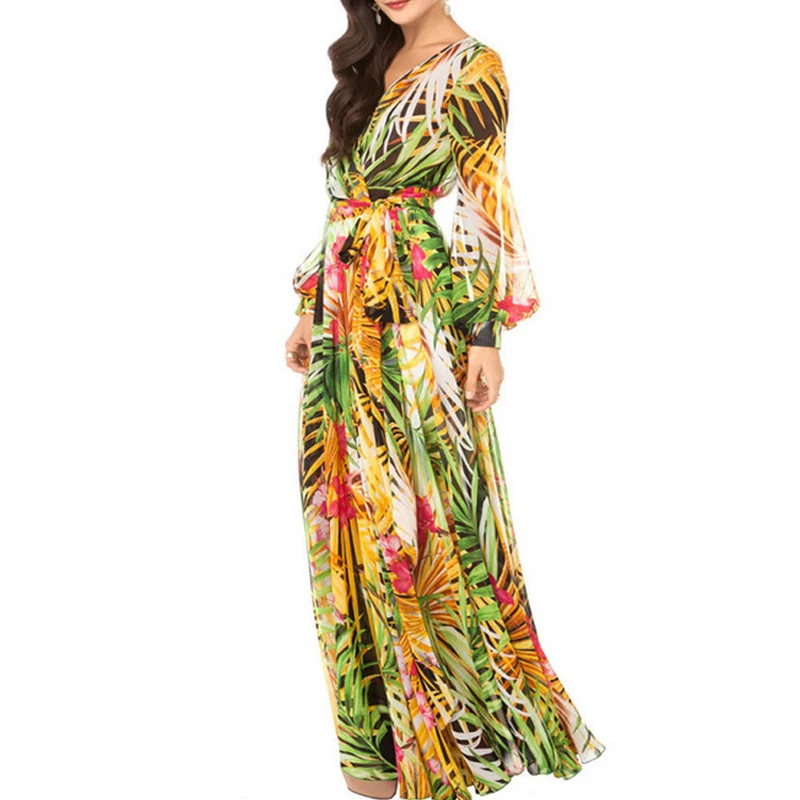 Tropical Bohemian Chiffon Maxi Dress Robe (Us 6 -16)