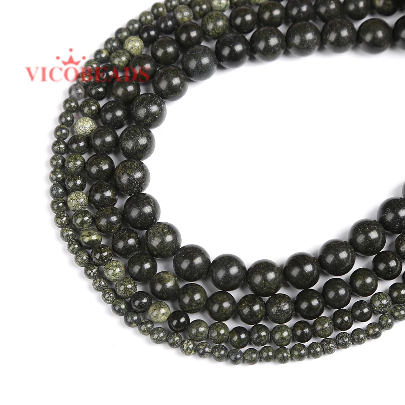 Natural Stone Green Snakeskin Snowflake agat Beads 15" Strand 4 6 8 10 12 MM Pick Size For Jewelry Making | Украшения и